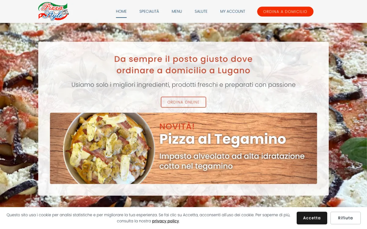 Sito food delivery pizzastyle.ch