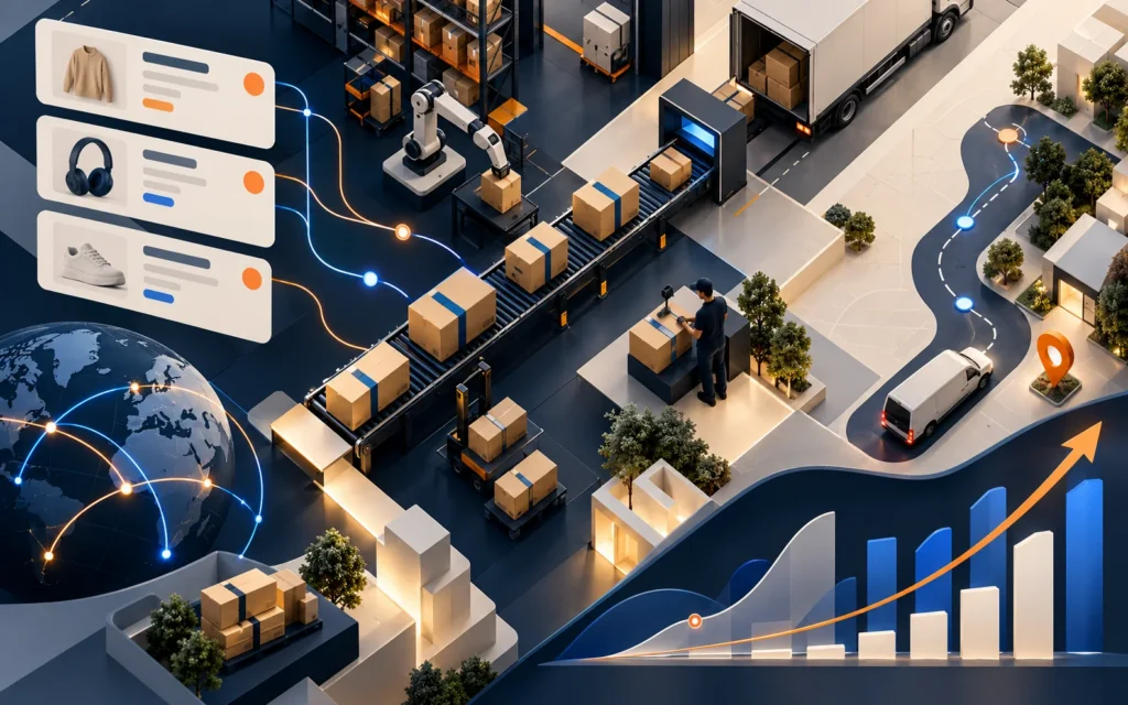 Visuelles System für Bestellungen, Logistik und E‑Commerce‑Wachstum