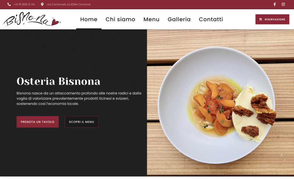 sito web per ristorante