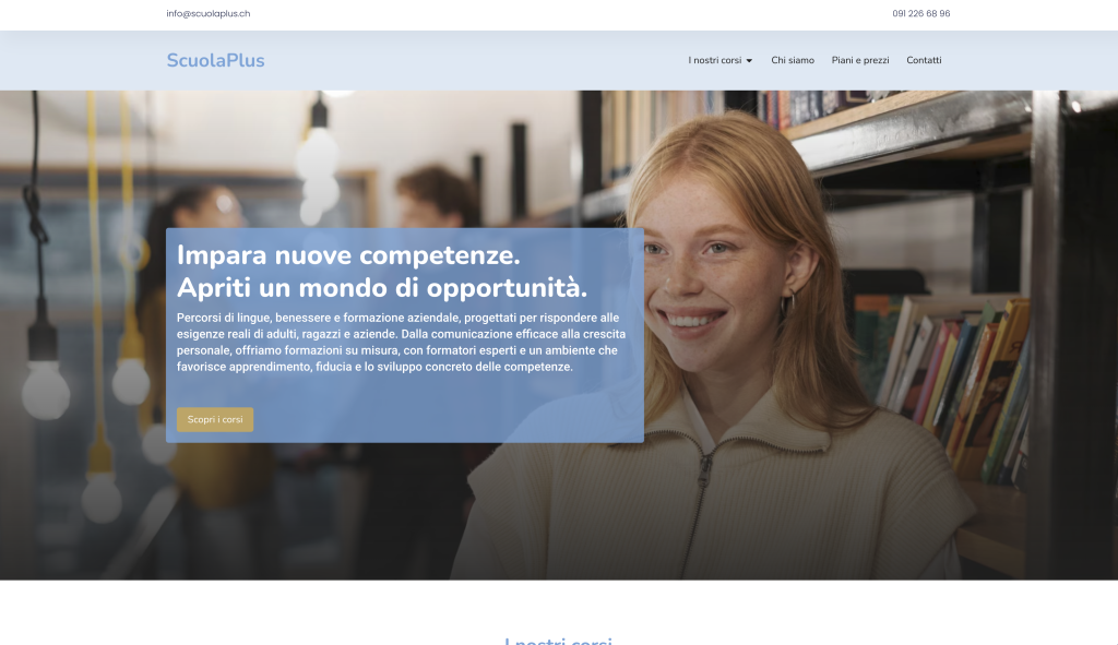 Realizzazione sito web Scuola Plus – Scuola di lingue a Locarno