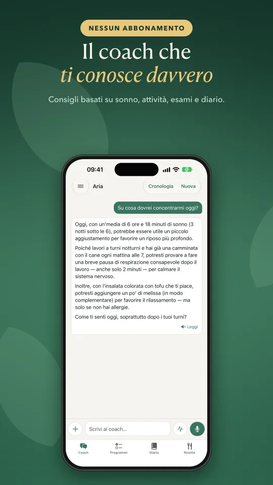 App AlbA Health Coach: il coach AI risponde in chat con consigli su sonno e attività