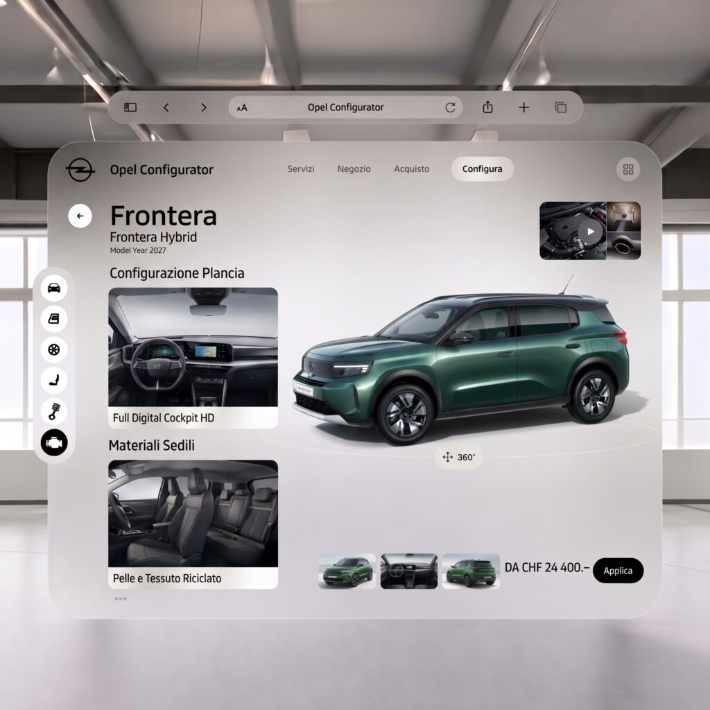 Post Instagram Autonec: Opel Frontera Hybrid nel configuratore