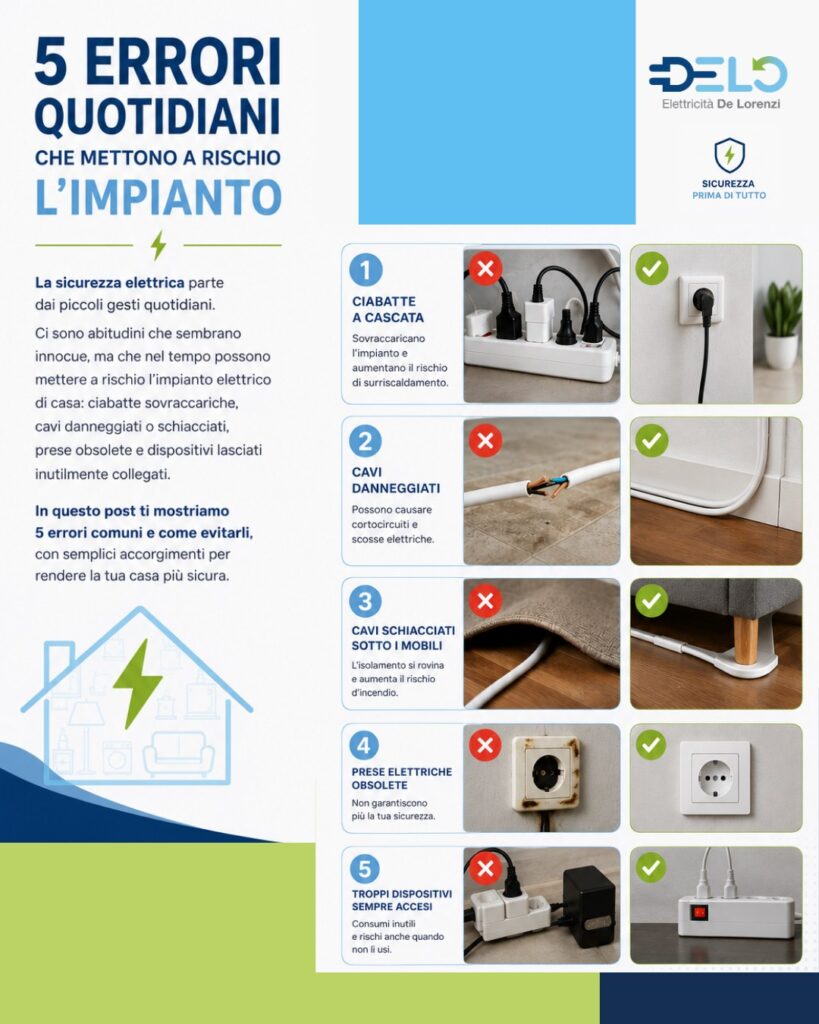 Post Instagram DELO: 5 errori quotidiani che mettono a rischio l’impianto elettrico