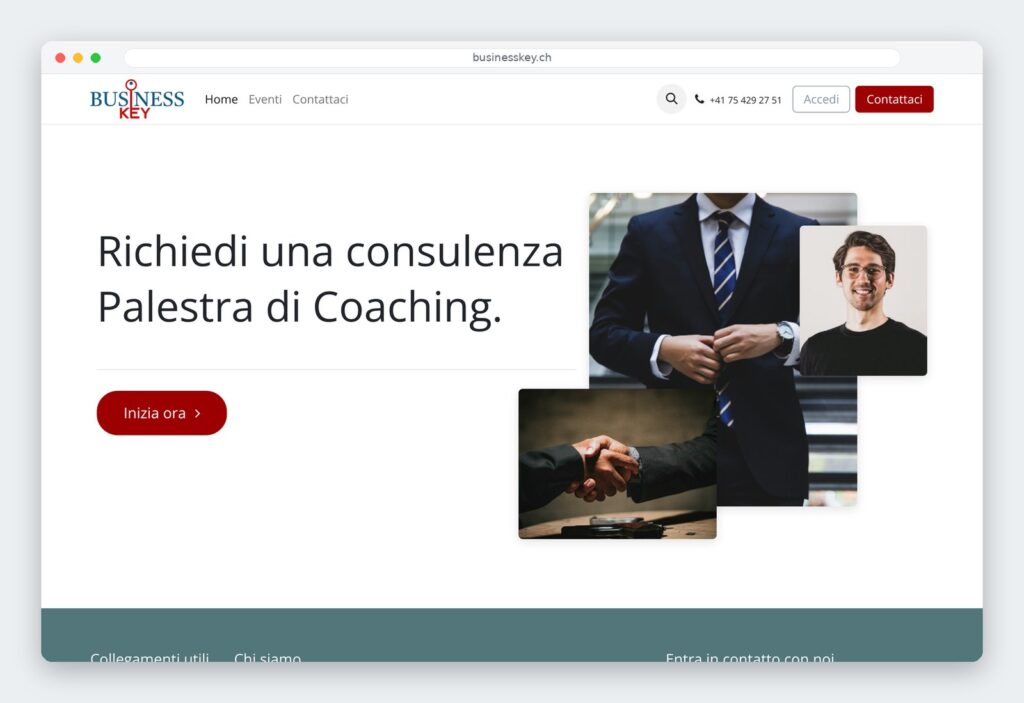 Il sito di BusinessKey Sagl, palestra di coaching per le aziende