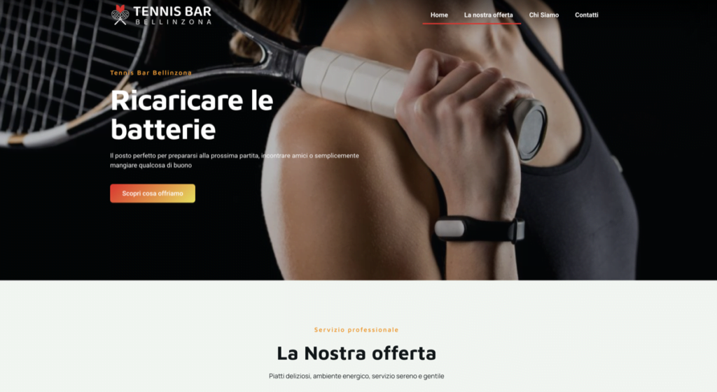 web design sito web tennis bar bellinzona