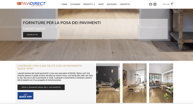 web design taverne ecommerce per articoli per la posa