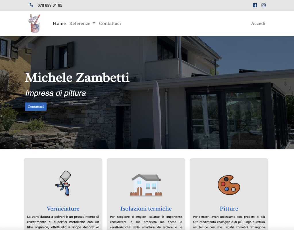 web design con software aziendale odoo integrato per impresa di pittura ticino