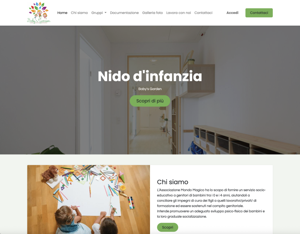 web design con software aziendale Odoo per asilo ticino