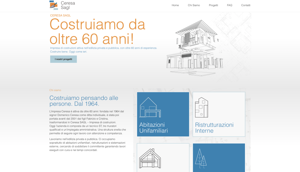 Homepage del sito Ceresa Sagl, impresa di costruzioni in Ticino, realizzato da ticinoWEB