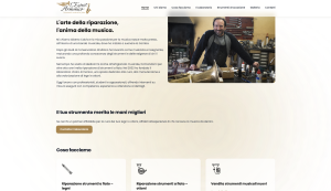 Homepage del sito L’Estro Armonico con laboratorio di riparazione strumenti musicali, realizzato da ticinoWEB