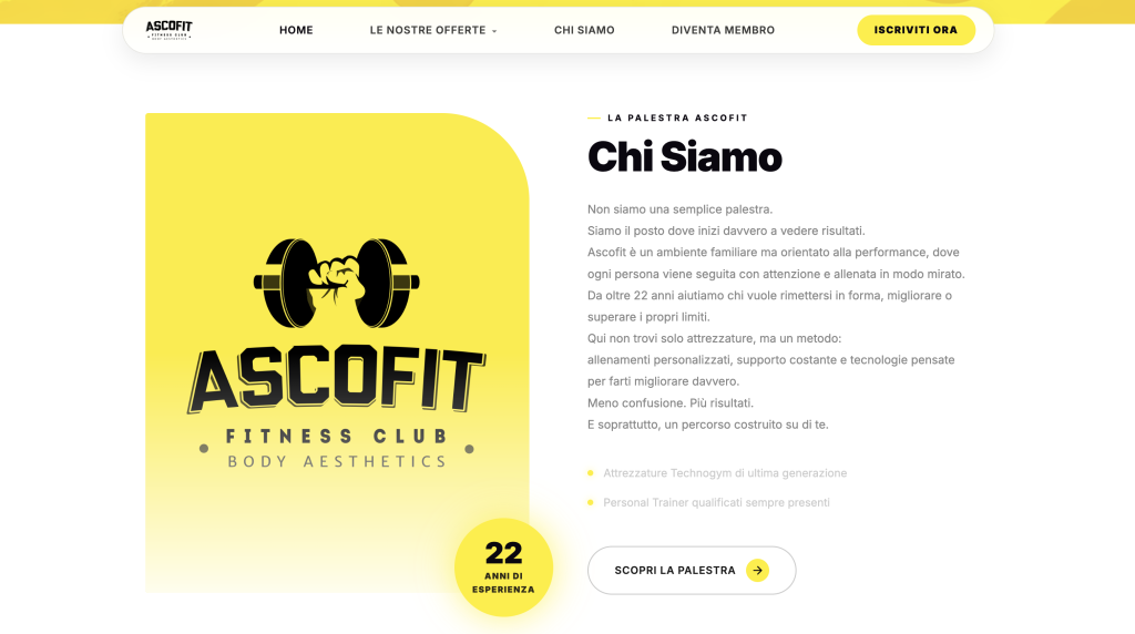 web design per sala fitnes